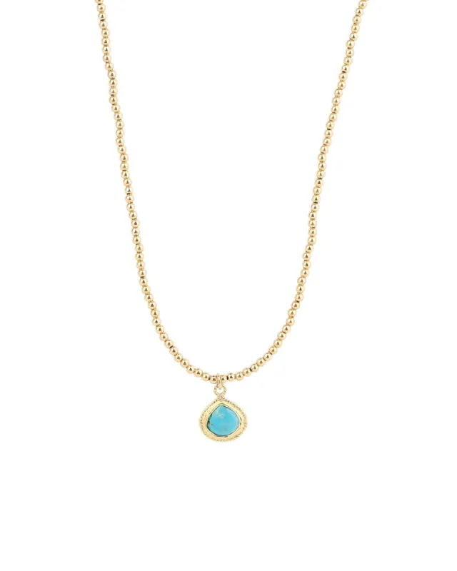 Beaded Bezel Turquoise Necklace sold by Blue Ruby