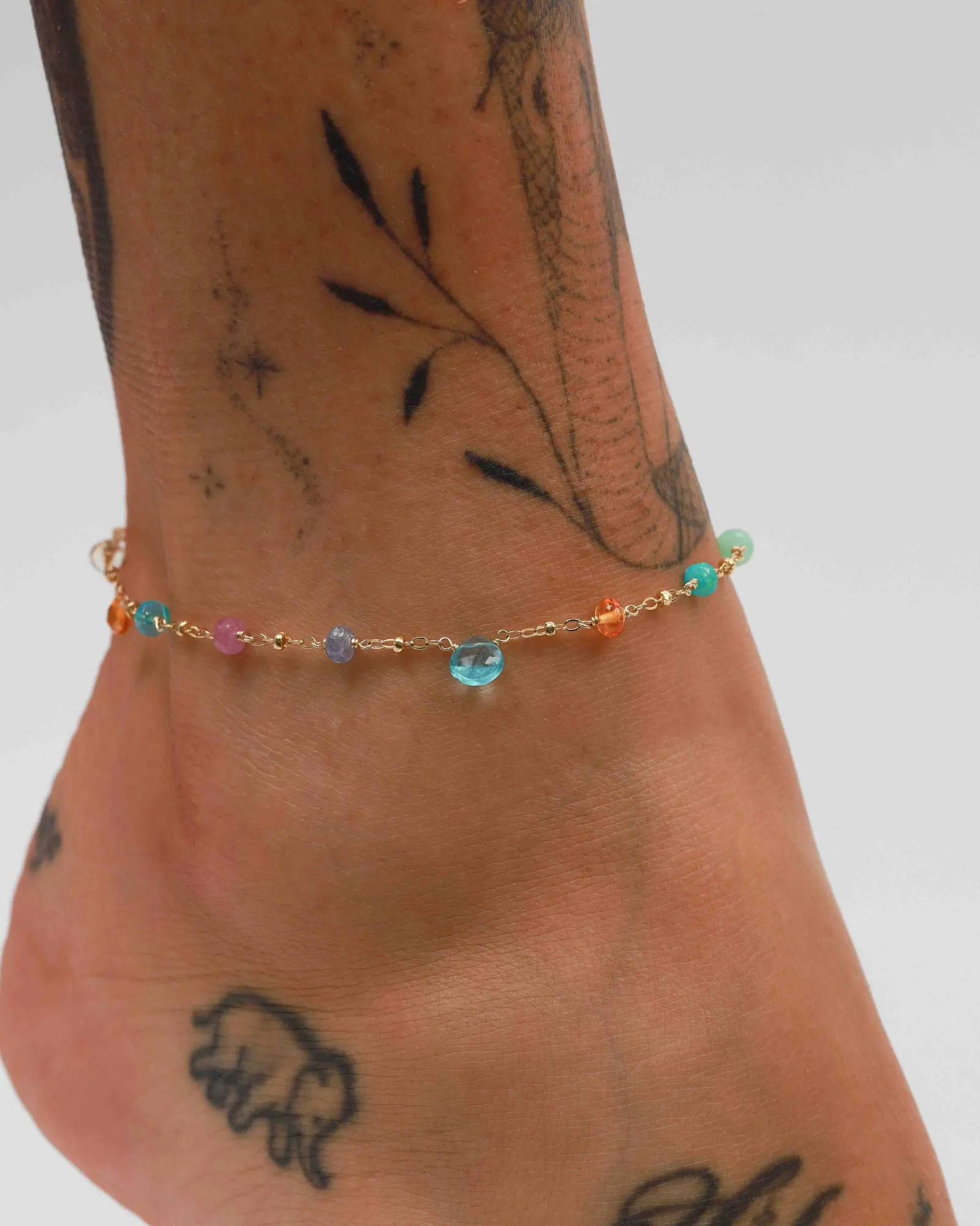 Teardrop Mixed Stone Station Anklet sold by Blue Ruby product image thumbnail 2