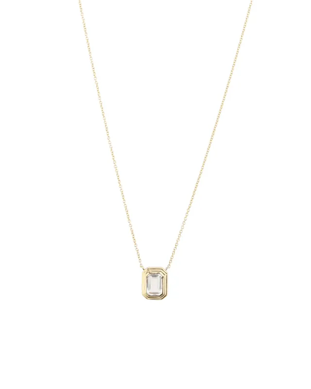 Bezel Emerald Cut Necklace sold by Blue Ruby