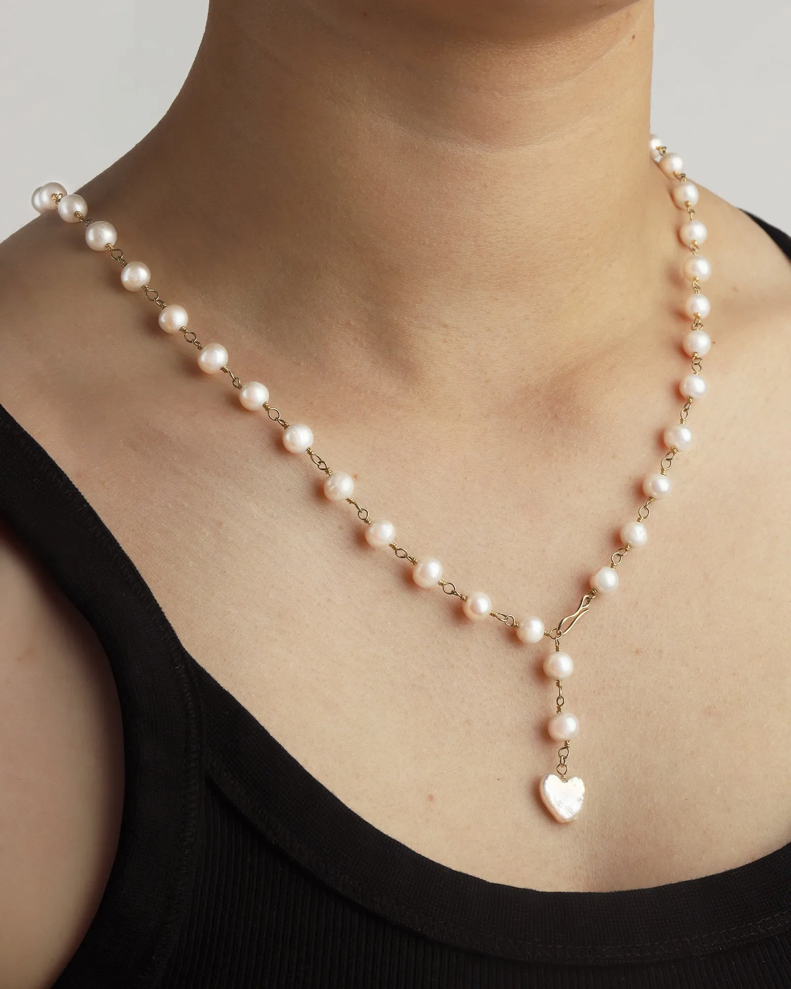 Pearl Chain Heart Drop Necklace sold by Blue Ruby product image thumbnail 2
