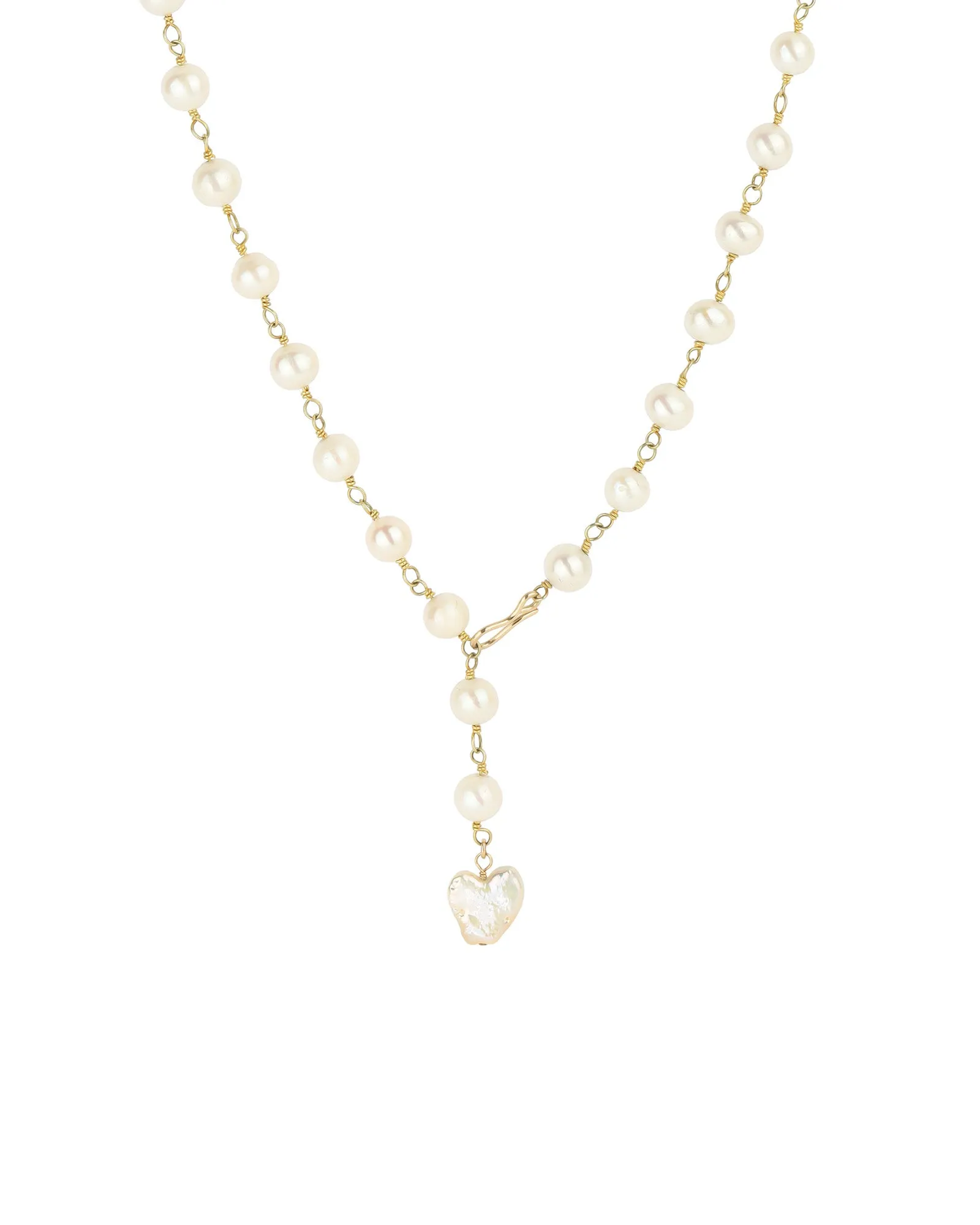 Pearl Chain Heart Drop Necklace sold by Blue Ruby