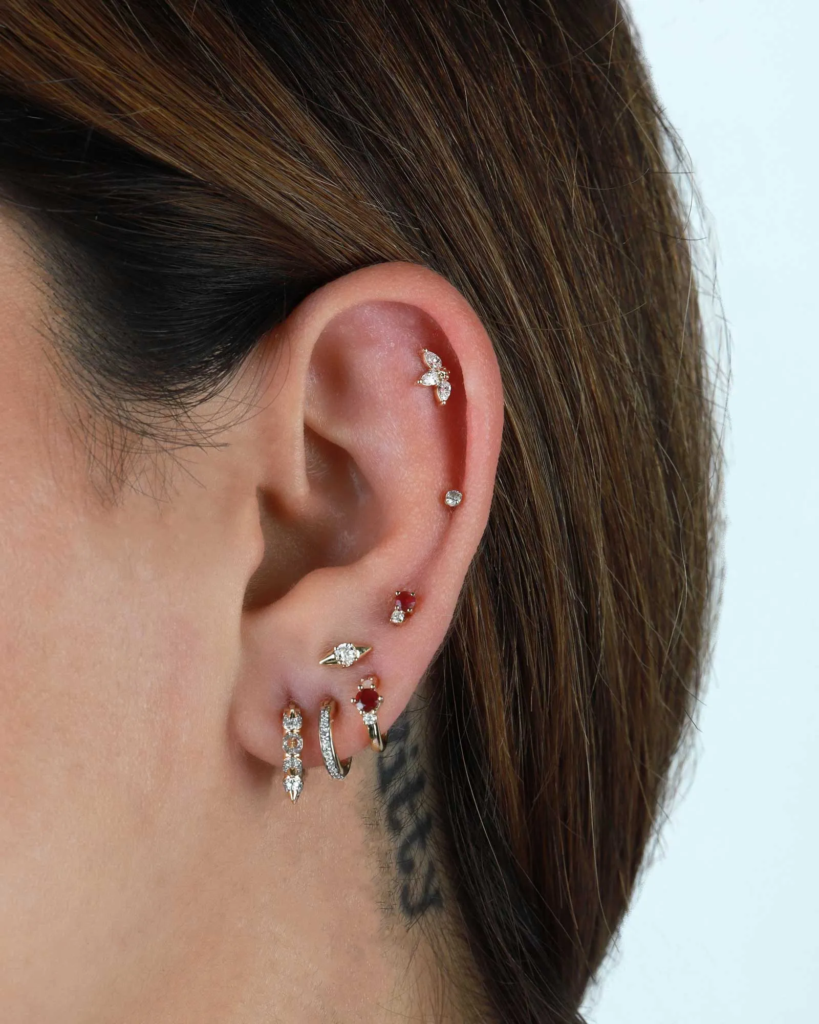 Diamond + Ruby + Opal Huggies sold by Blue Ruby product image thumbnail 2