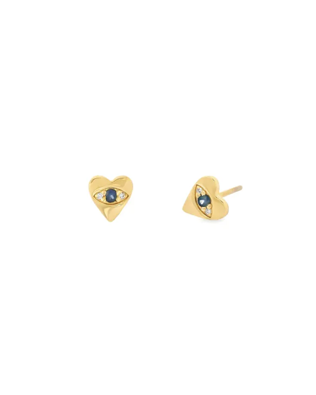 Heart Evil Eye Studs sold by Blue Ruby