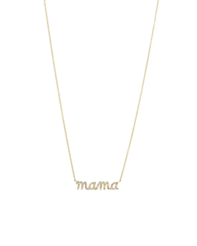 Pavé Mama Script Necklace sold by Blue Ruby