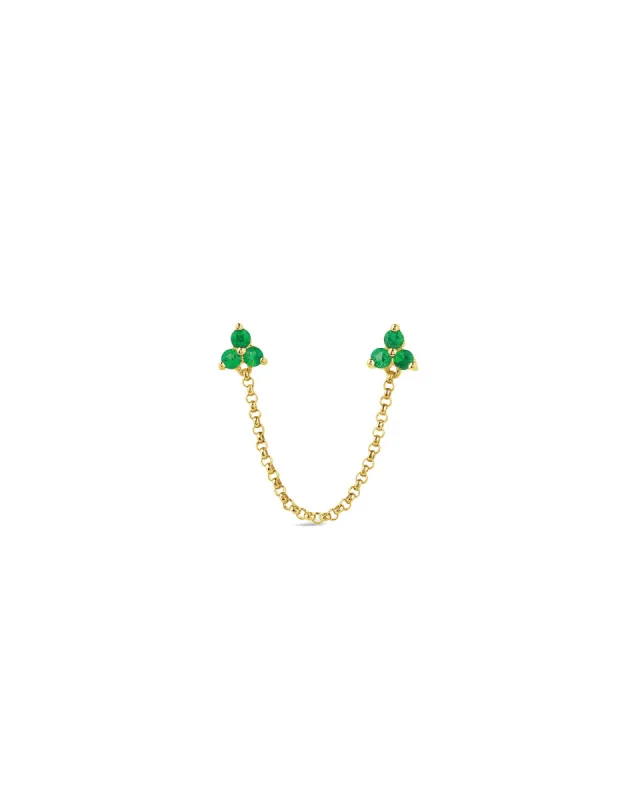 Trillium Emerald Chain Stud sold by Blue Ruby