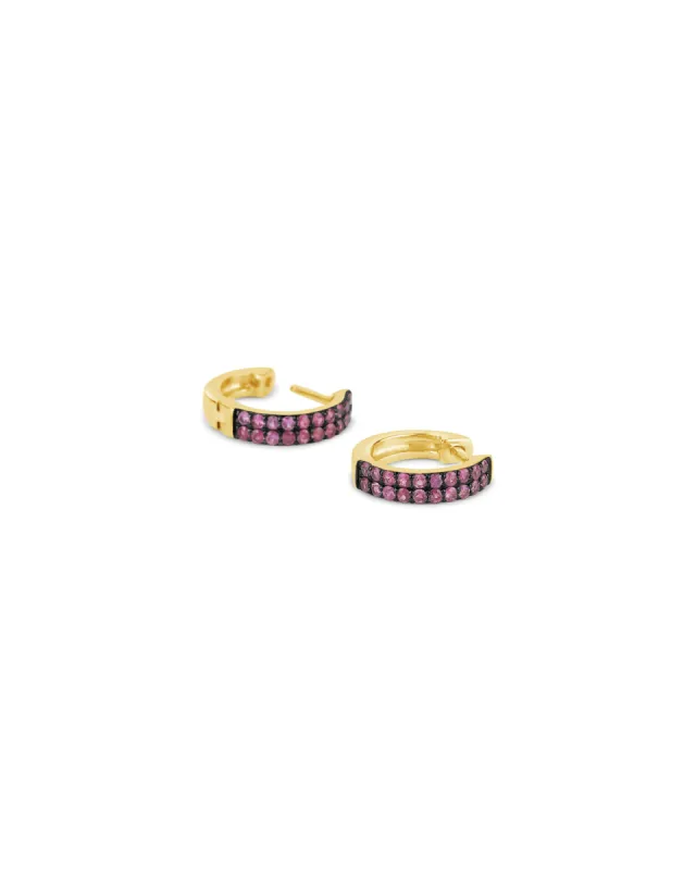 2 Row Ruby Huggies | 12mm sold by Blue Ruby