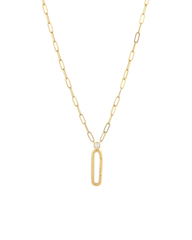 Paperclip Bezel Diamond Charm Holder Necklace sold by Blue Ruby