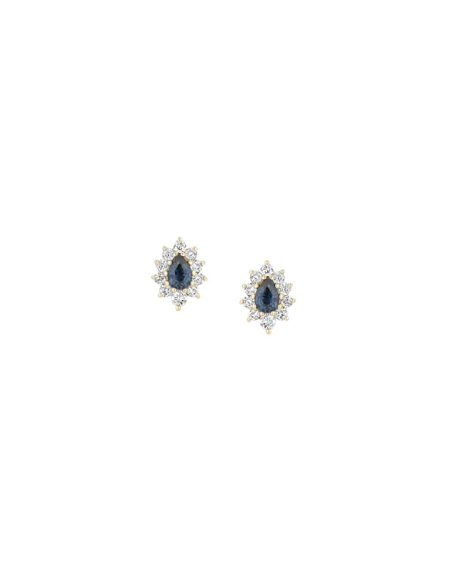 Sapphire + Diamond Teardrop Studs sold by Blue Ruby