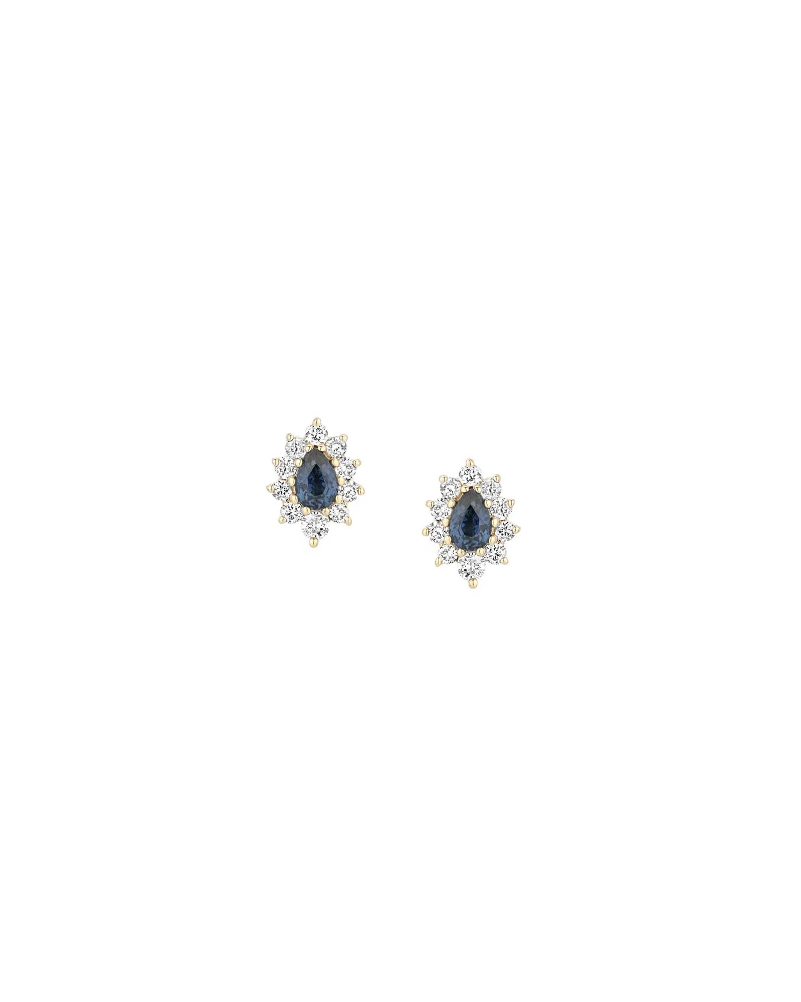 Sapphire + Diamond Teardrop Studs sold by Blue Ruby