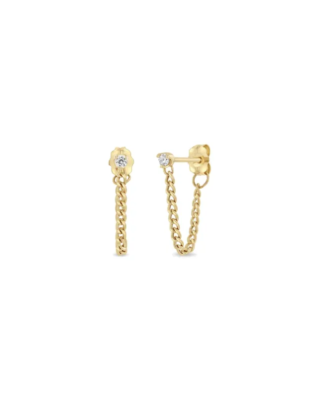Prong Diamond Extra Small Curb Chain Studs sold by Blue Ruby