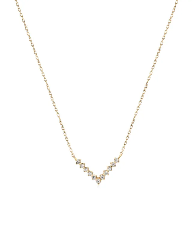 CZ Prong Chevron Necklace sold by Blue Ruby