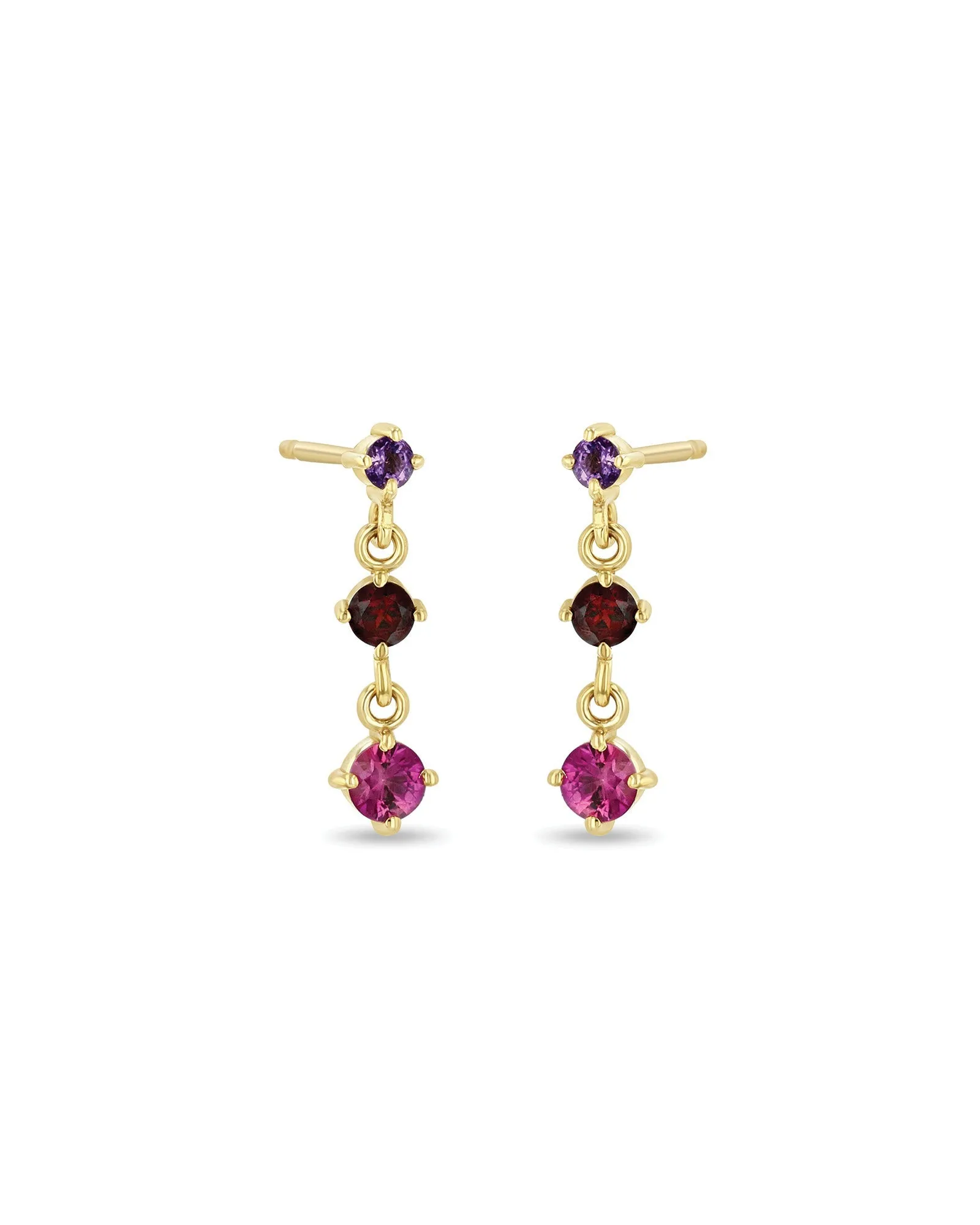Linked Graduated Ombre Gemstone Drop Earrings sold by Blue Ruby