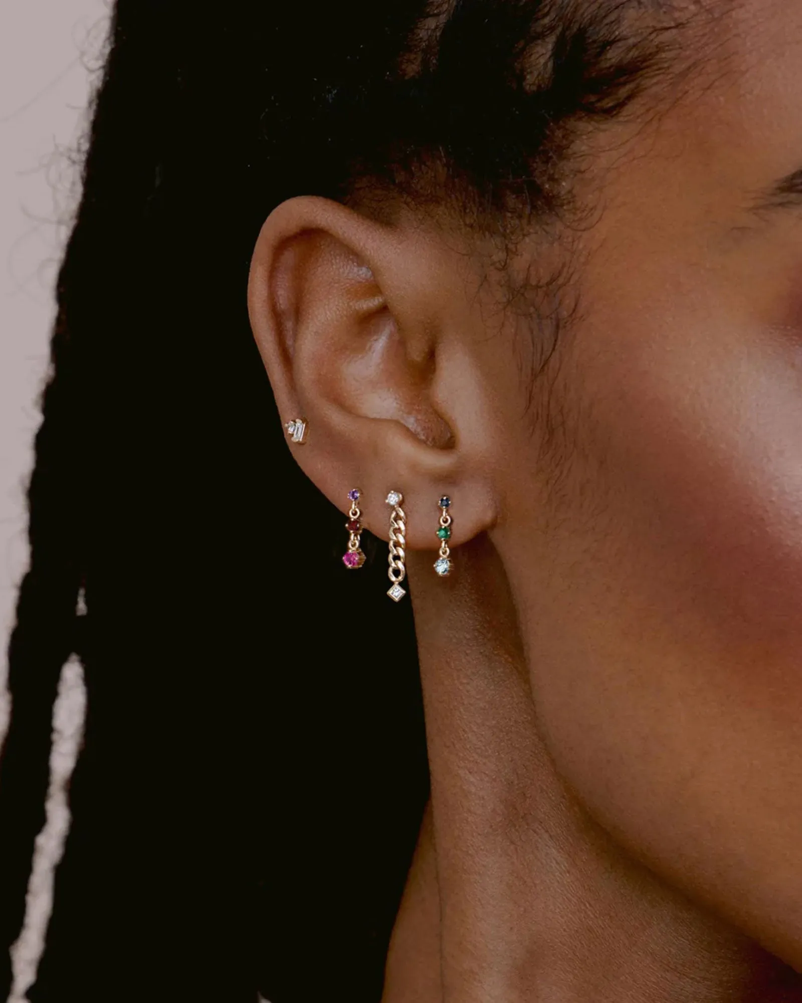 Linked Graduated Ombre Gemstone Drop Earrings sold by Blue Ruby product image thumbnail 2