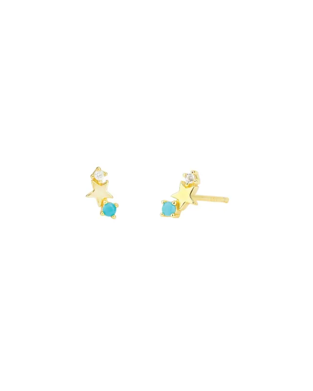 Star Turquoise + CZ Studs sold by Blue Ruby