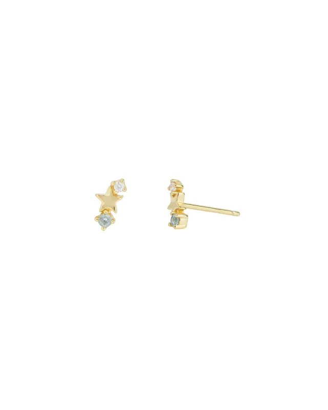 Star Aquamarine + CZ Studs sold by Blue Ruby