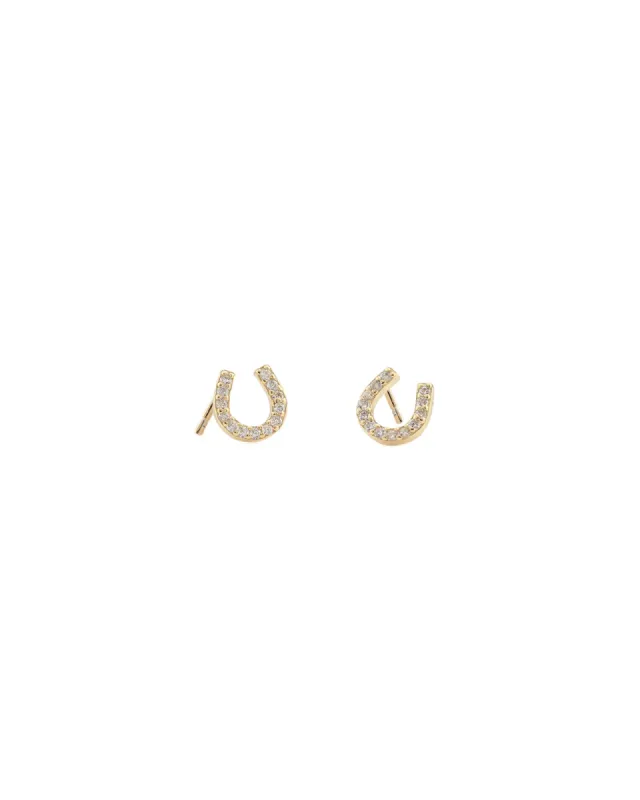 Pavé Horseshoe Stud Earrings sold by Blue Ruby