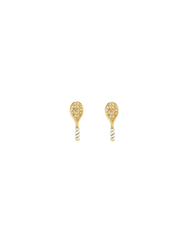 Tennis Racket Enamel CZ Studs sold by Blue Ruby