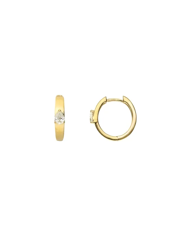 Diamond Pear Shaped Huggies | 14mm sold by Blue Ruby