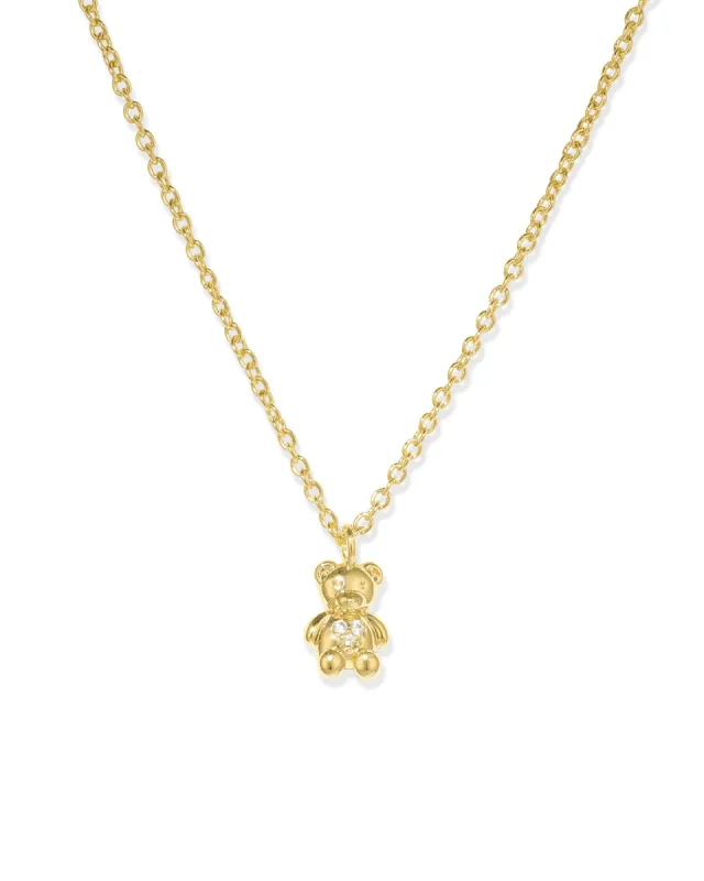 Teddy Bear CZ Heart Necklace sold by Blue Ruby