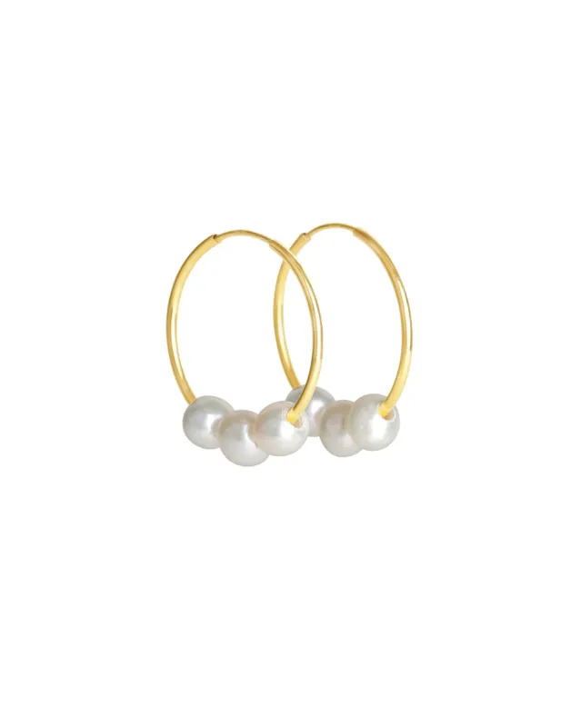 Three Floating Pearl Hoops I 24mm sold by Blue Ruby