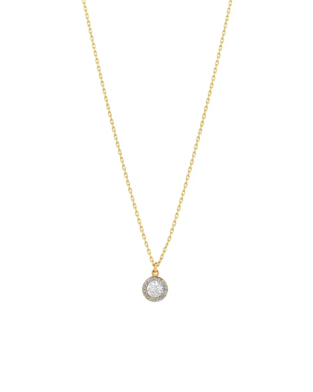 Round Pavé Halo Necklace sold by Blue Ruby