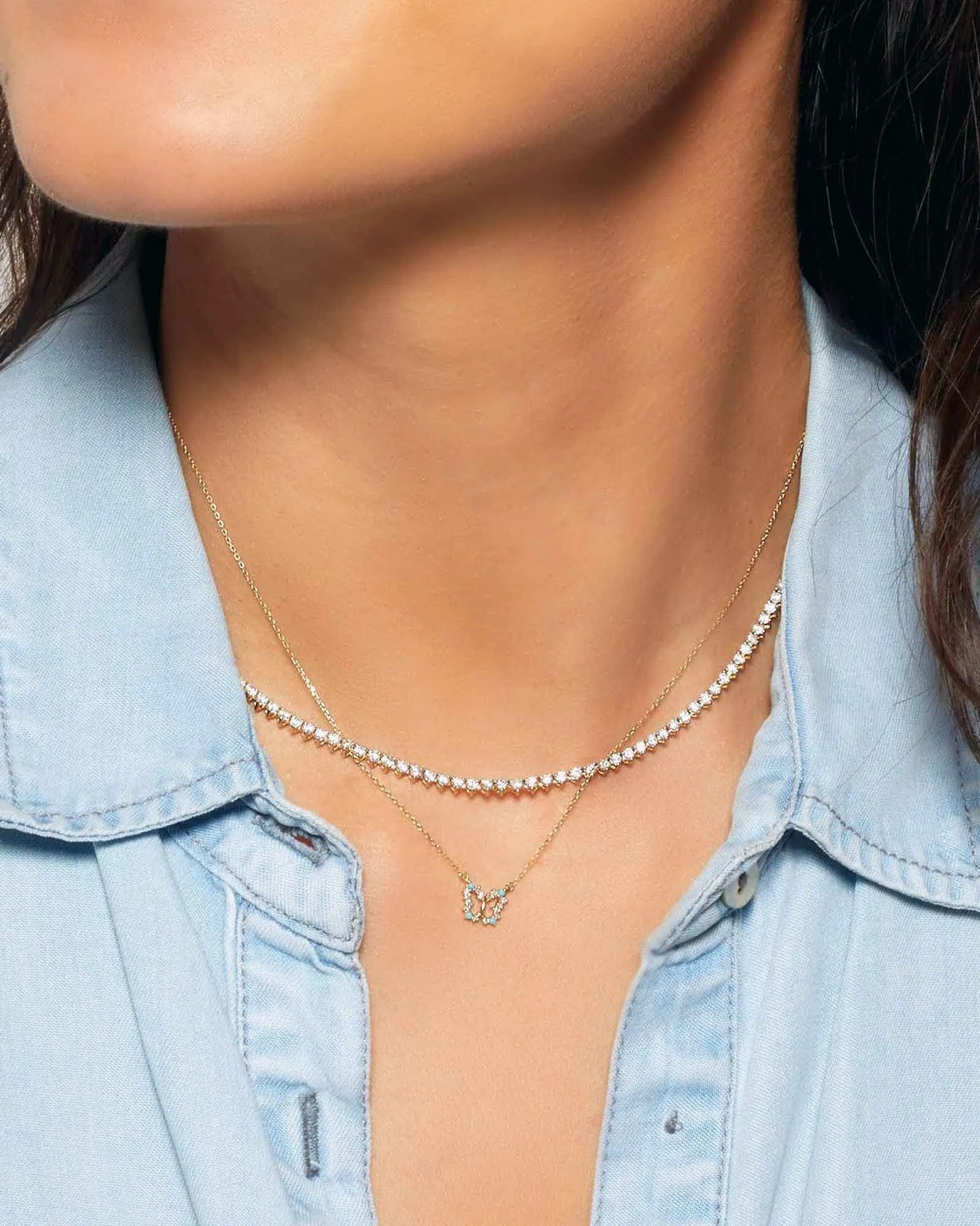 Turquoise + Diamond Butterfly Necklace sold by Blue Ruby product image thumbnail 2