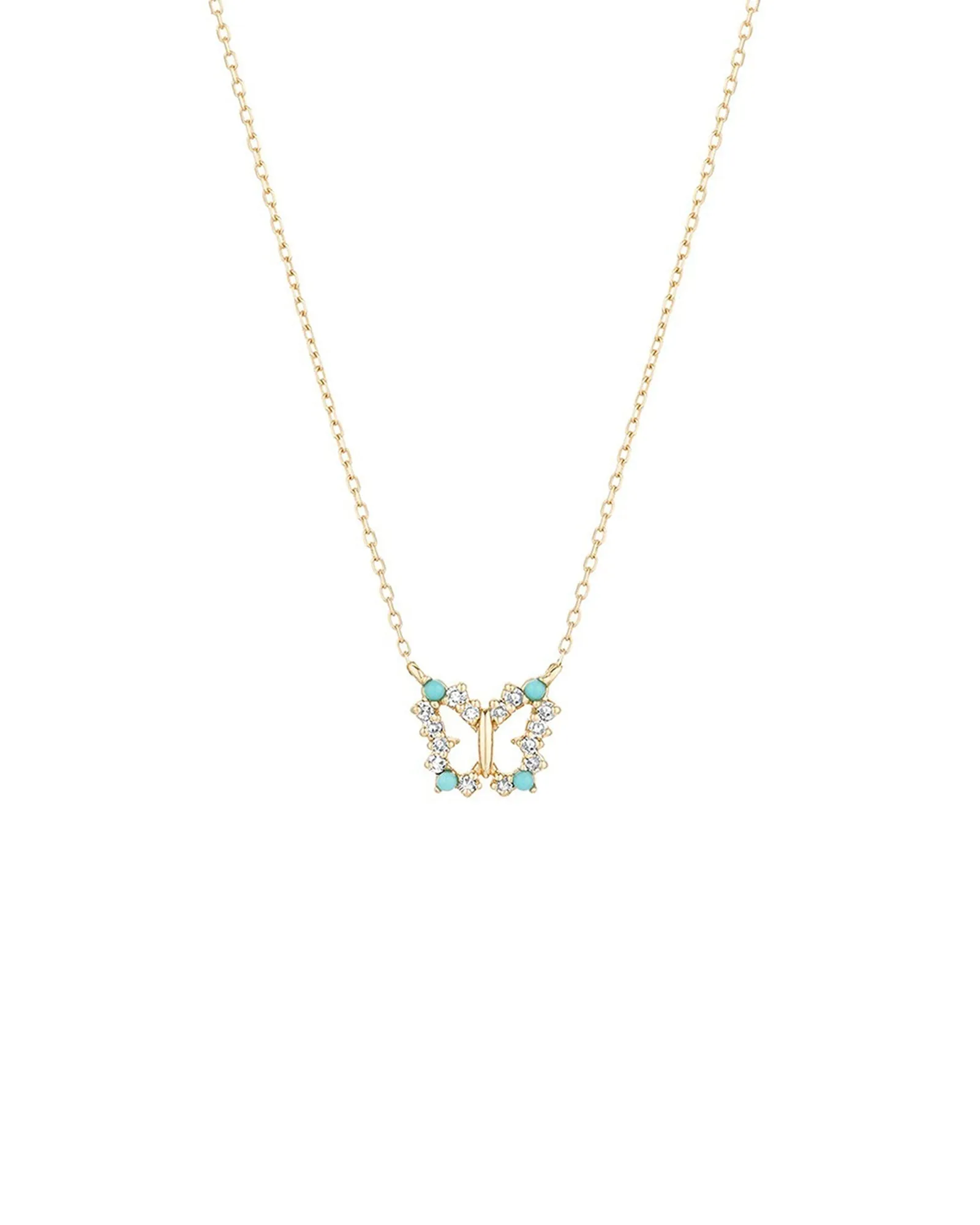 Turquoise + Diamond Butterfly Necklace sold by Blue Ruby