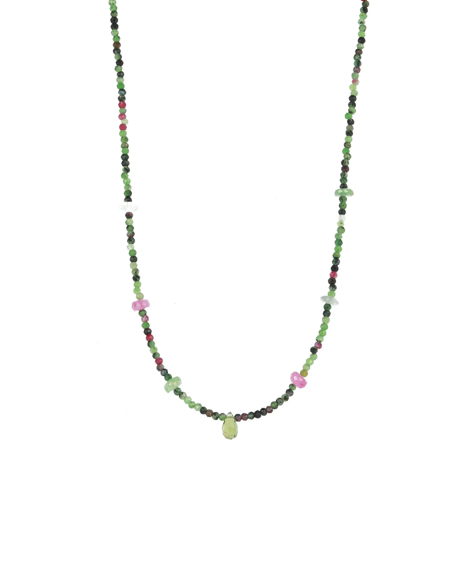 Green Briolette Mixed Stone Necklace | 2mm sold by Blue Ruby product image thumbnail 3