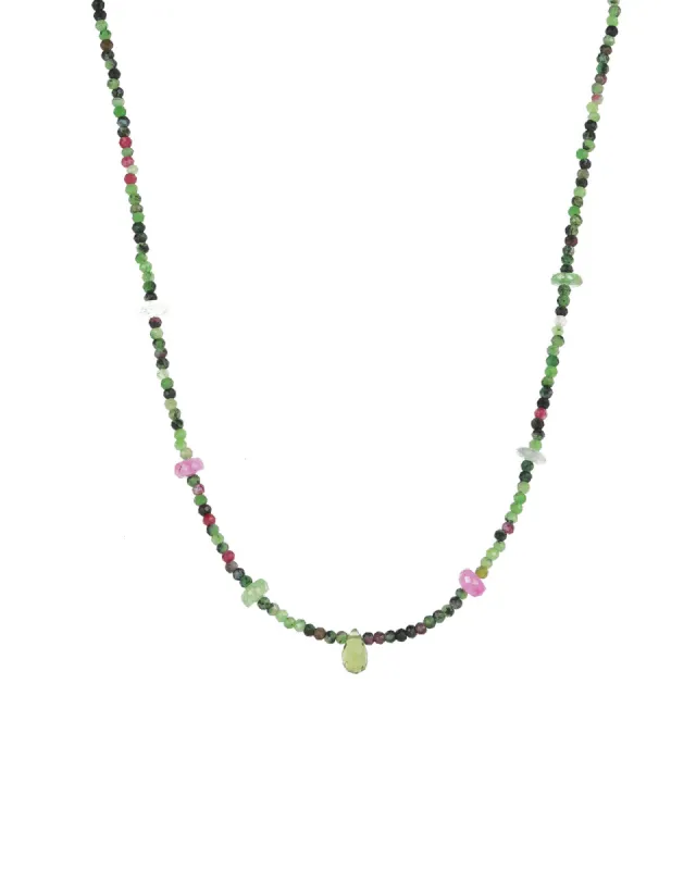Green Briolette Mixed Stone Necklace | 2mm sold by Blue Ruby