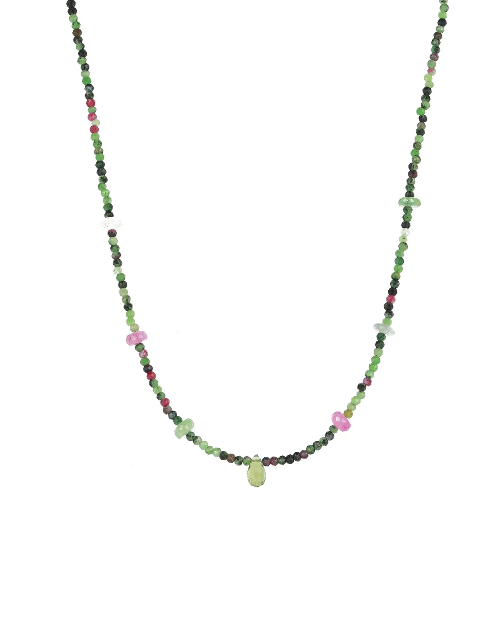 Green Briolette Mixed Stone Necklace | 2mm sold by Blue Ruby