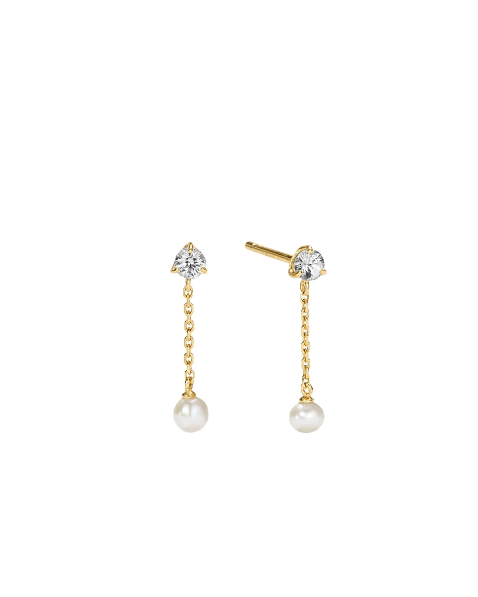 CZ + Pearl Chain Drop Stud sold by Blue Ruby product image thumbnail 3
