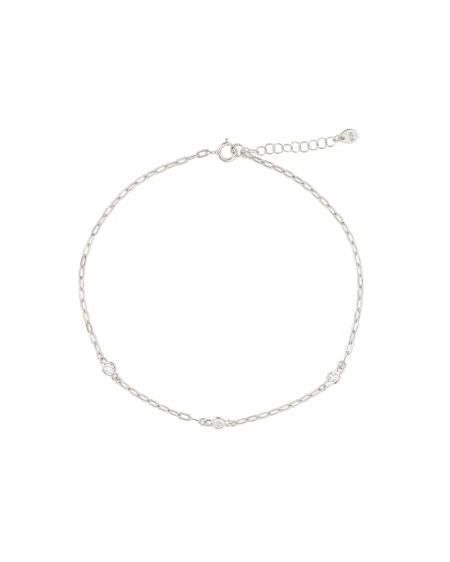 3 CZ Paperclip Chain Anklet sold by Blue Ruby