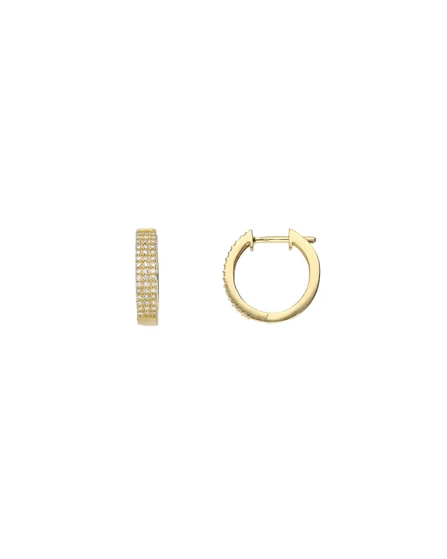 3 Row Diamond Huggies | 14mm sold by Blue Ruby