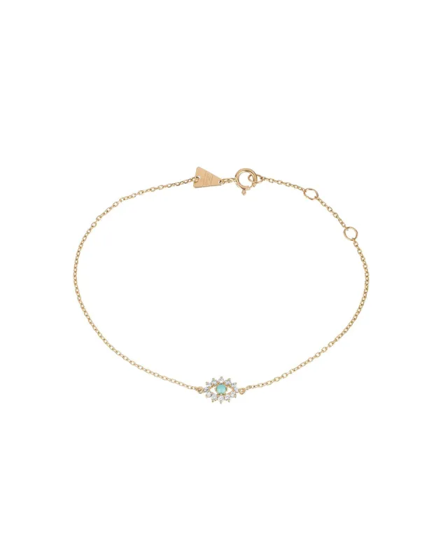 Turquoise + Diamond Evil Eye Bracelet sold by Blue Ruby