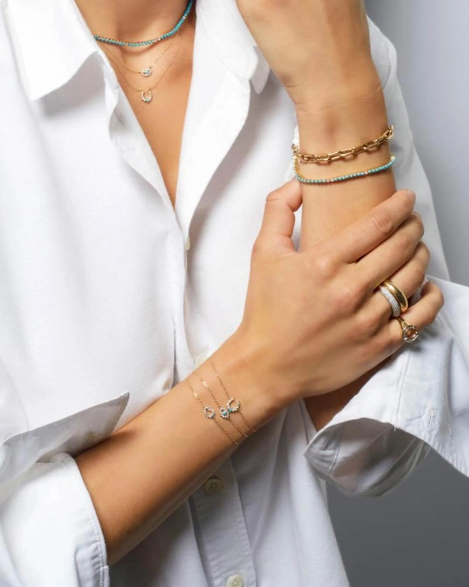 Turquoise + Diamond Evil Eye Bracelet sold by Blue Ruby product image thumbnail 3