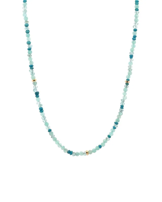 Blue Mix Stone Beaded Necklace | 3mm sold by Blue Ruby