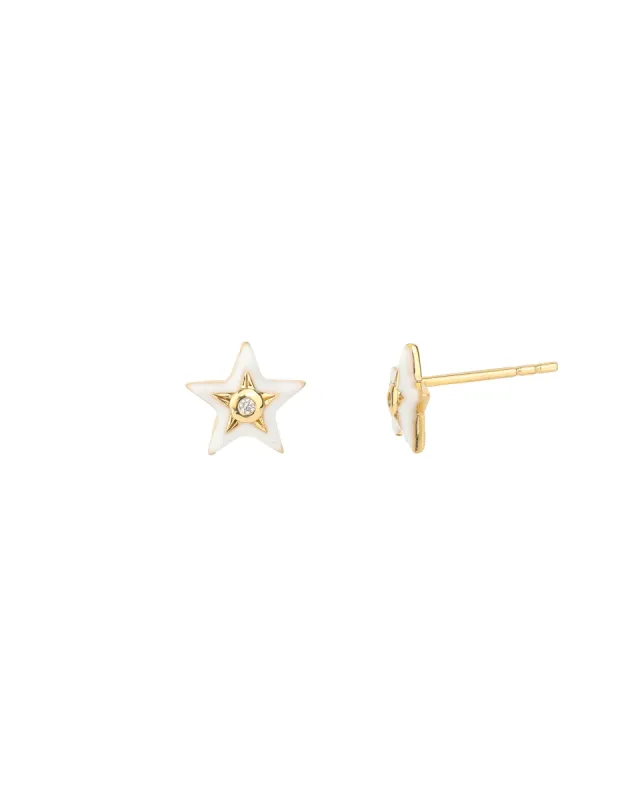 Enamel Star Diamond Studs sold by Blue Ruby