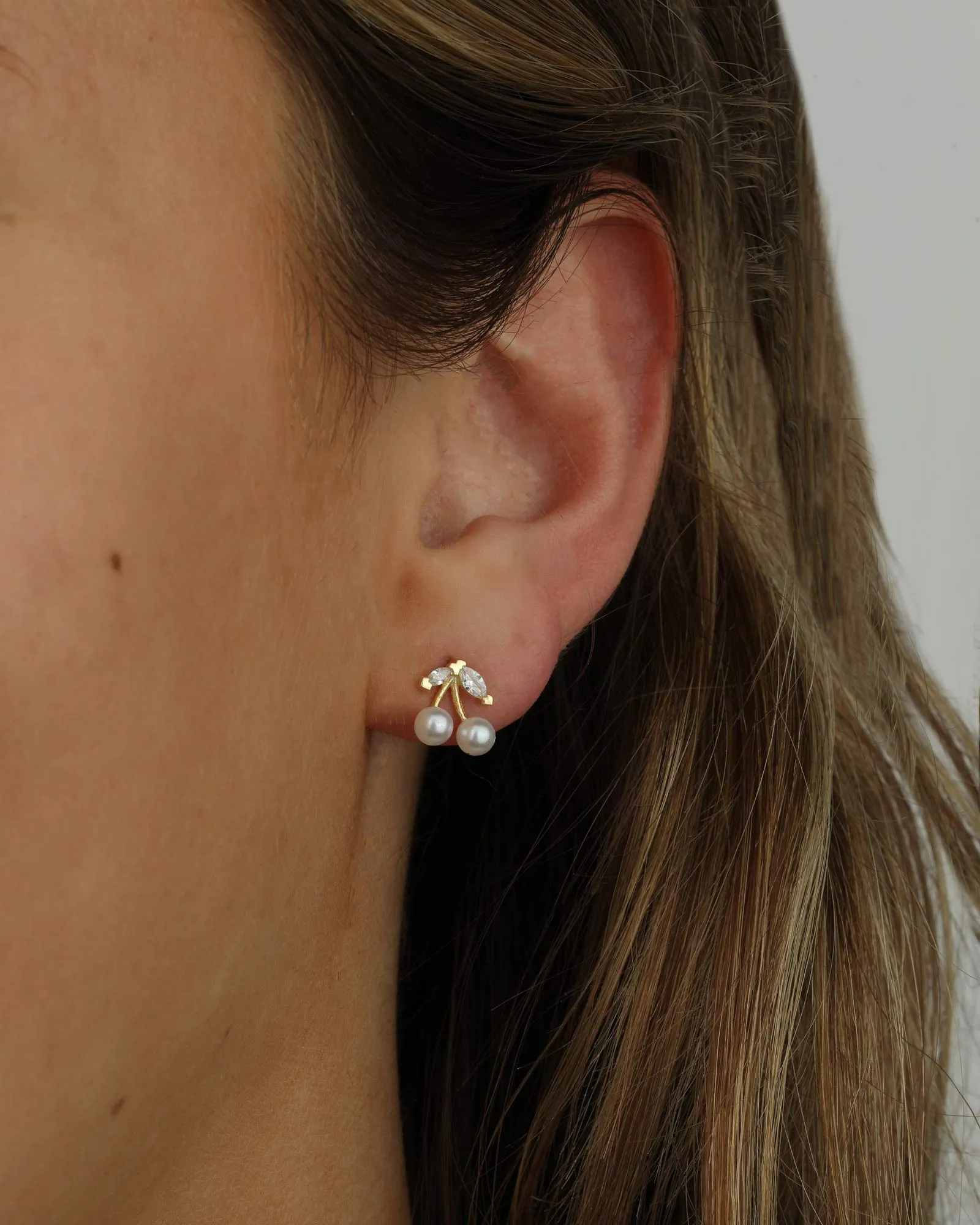 Pearl + Cz Cherry Studs sold by Blue Ruby product image thumbnail 2