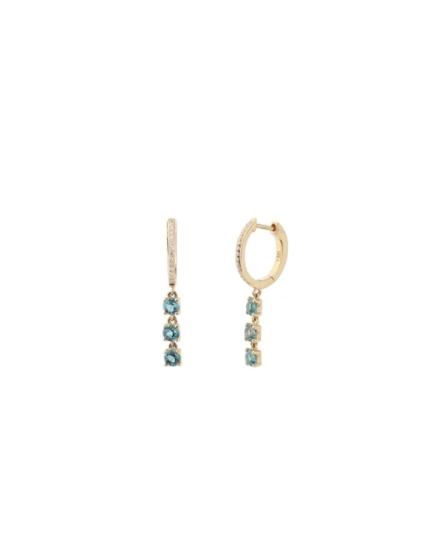 3 Drop London Blue Topaz Huggies sold by Blue Ruby