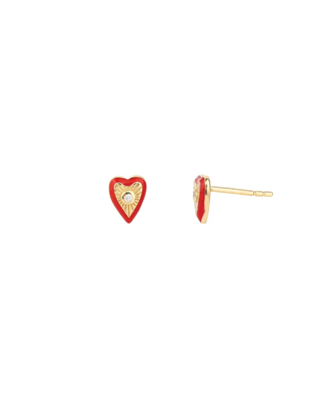 Enamel Diamond Heart Studs sold by Blue Ruby