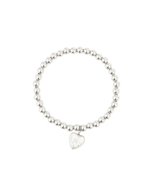 Beaded Pearl Heart Drop Bracelet sold by Blue Ruby