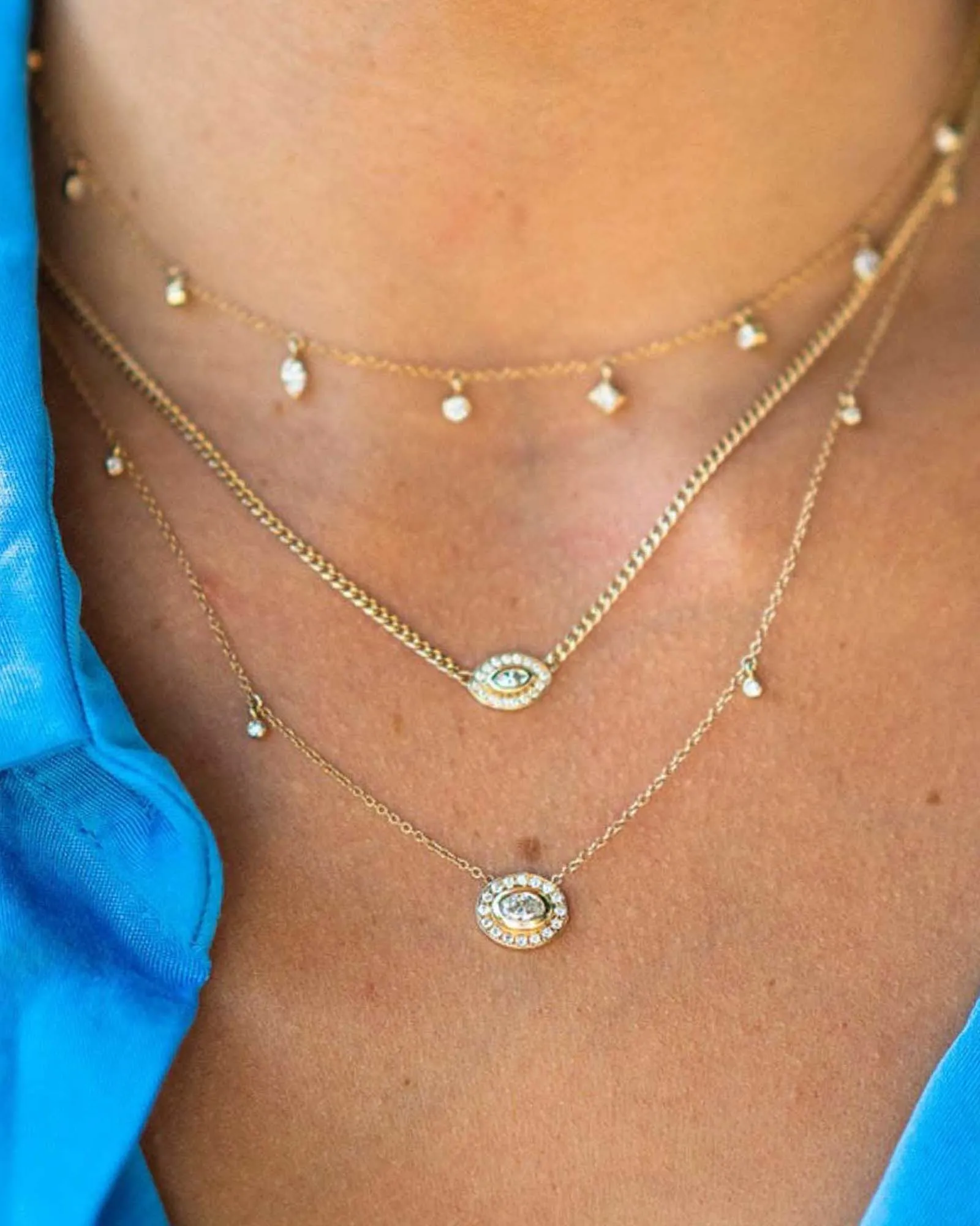 Small Curb Chain Marquise Diamond Halo Necklace sold by Blue Ruby product image thumbnail 2