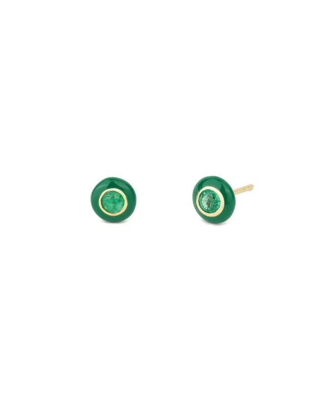 Enamel Round Stone Studs sold by Blue Ruby