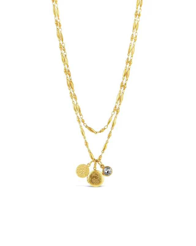 Two Row Locket Charm Necklace sold by Blue Ruby