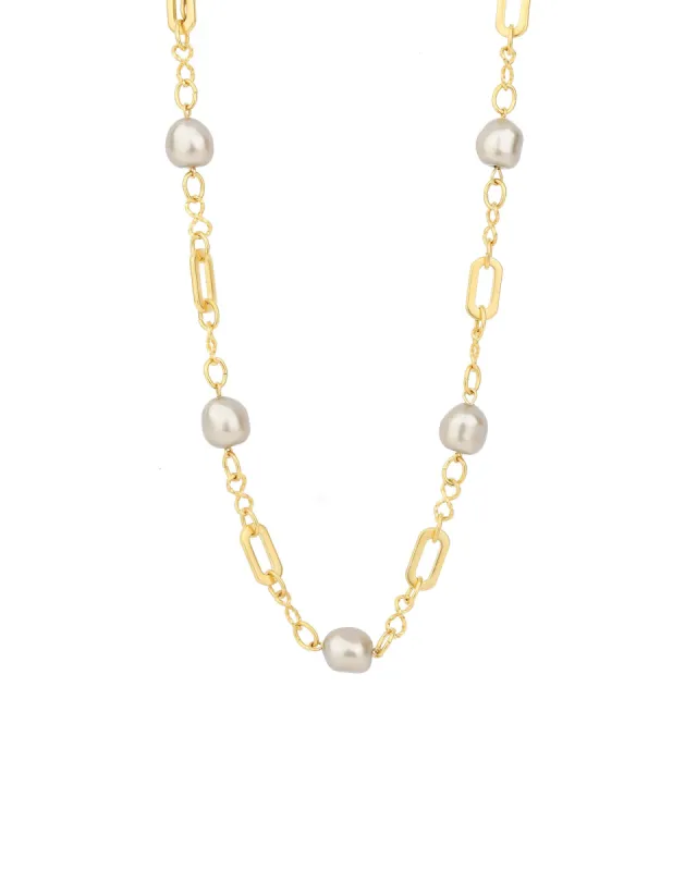 Pearl Station Link Necklace sold by Blue Ruby