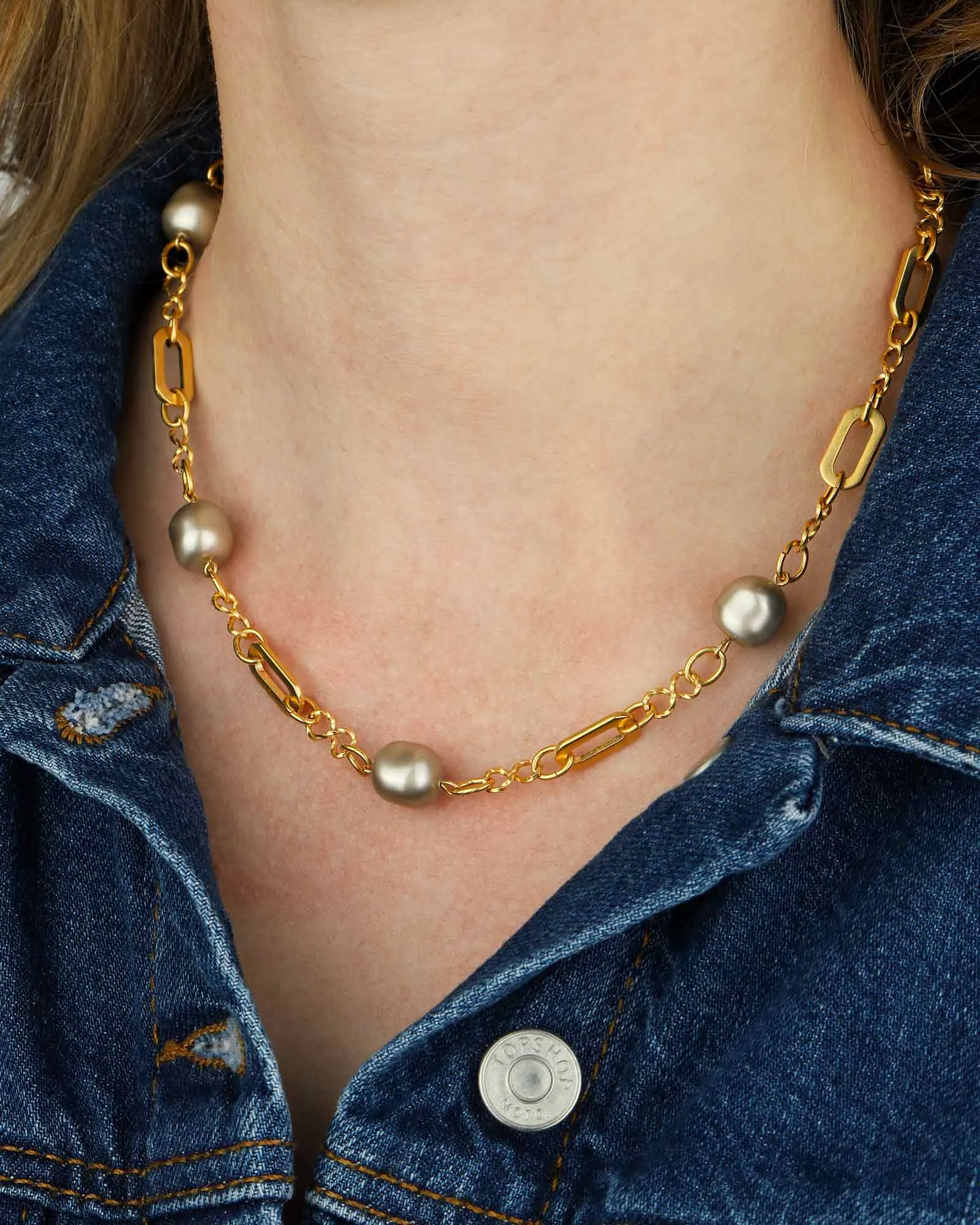 Pearl Station Link Necklace sold by Blue Ruby product image thumbnail 2