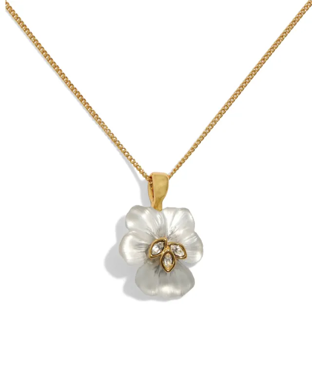Pansy Lucite Petite Pendant Necklace | Night Pansy sold by Blue Ruby