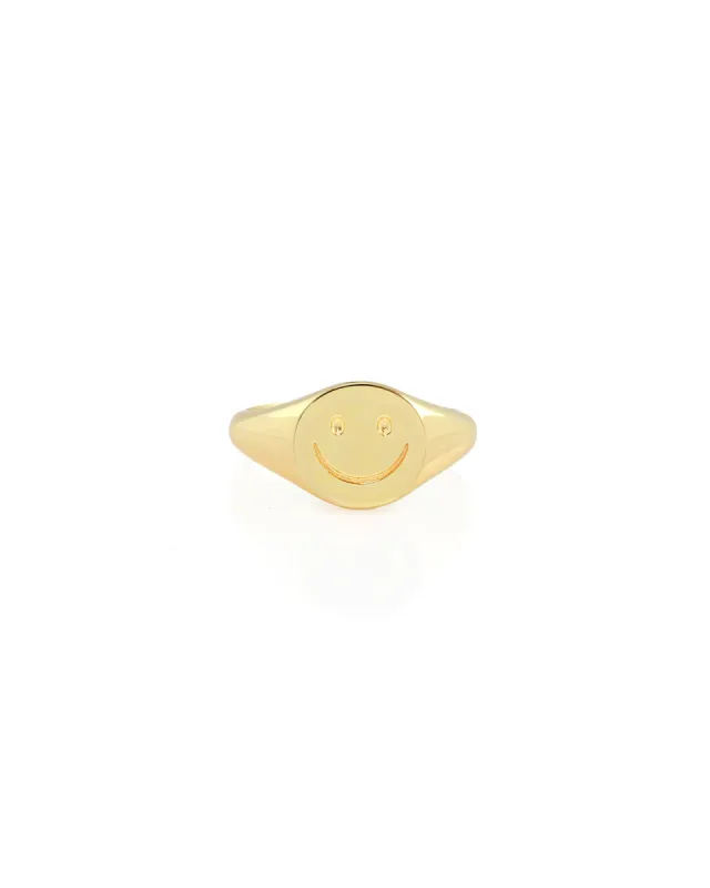 Smiley Face Signet Ring sold by Blue Ruby