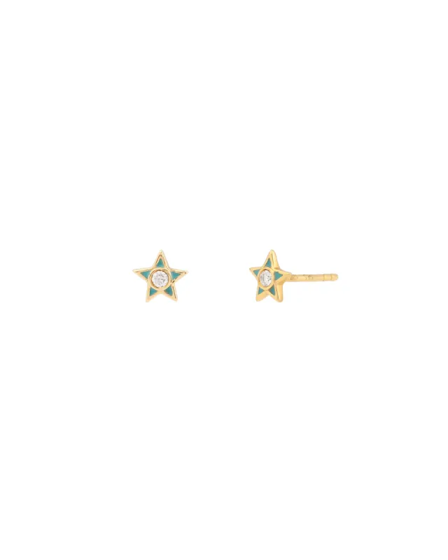 Enamel Diamond Star Studs sold by Blue Ruby