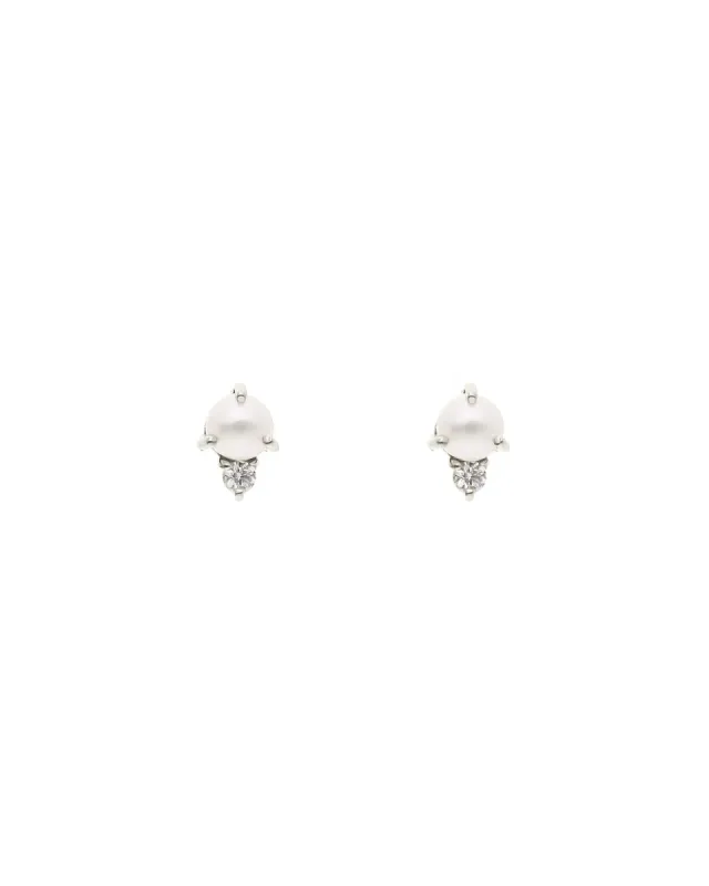 Pearl + CZ Studs sold by Blue Ruby